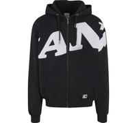 Kapuzenpullover KARL KANI "Karl Kani Herren KM242-035-3 KK Wavy Retro Os Full Zip Hoodie", Herren, Gr. XS, schwarz, 80% Baumwolle (Bio), 20% Polyester, mehrfarbig, oversize, ohne Ausschnitt, Pullover