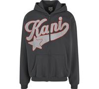 Kapuzenpullover KARL KANI "Karl Kani Karl Kani Kani Star Logo OS Full Zip Hoodie", Herren, Gr. S, grau (anthrazit, lightgrau), 80% Baumwolle, 20% Polyester, mehrfarbig, oversize, ohne Ausschnitt, Pull