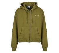 Kapuzenpullover KARL KANI "Karl Kani Karl Kani Retro Rhinestone Boxy Full Zip Hoodie", Herren, Gr. M, grün (olive), 65% Baumwolle, 35% Polyester, mehrfarbig, normal, ohne Ausschnitt, Pullover Kapuzenp