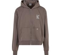 Kapuzenpullover KARL KANI "Karl Kani KK Boxy Full Zip Hoodie", Herren, Gr. L, braun, 80% Baumwolle, 20% Polyester, Pullover Kapuzenpullover (48656838-L) braun