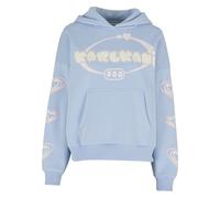 Kapuzenpullover KARL KANI "Karl Kani Kk Heart Os Hoodie", Damen, Gr. XXS, light blau, rose, 65% Baumwolle, 35% Polyester, mehrfarbig, relaxed fit, ohne Ausschnitt, Pullover Kapuzenpullover (30861833-X