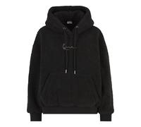 Kapuzenpullover KARL KANI "Karl Kani KK Metal Signature Teddy Os Hoodie", Damen, Gr. XL, schwarz, 100% Polyester, normal, ohne Ausschnitt, Pullover Kapuzenpullover (61168569-XL) schwarz