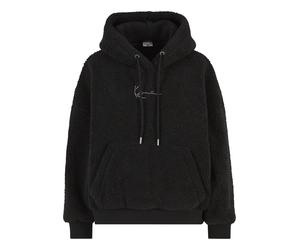 Kapuzenpullover KARL KANI "Karl Kani KK Metal Signature Teddy Os Hoodie", Damen, Gr. XXS, schwarz, 100% Polyester, normal, ohne Ausschnitt, Pullover Kapuzenpullover (61168569-XXS) schwarz