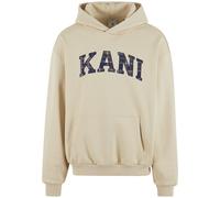 Karl Kani Hoodie mit Label-Stitching und Känguru-Tasche in Offwhite, Größe XS