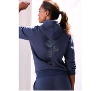 Kapuzenpullover LASCANA, Damen, Gr. 32/34, marine, Sweatware, Obermaterial: 60% Baumwolle, 40% Polyester, bedruckt, unifarben, bequem hüftlang, Rundhals, Rippbündchen, Pullover Kapuzenpullover, mit gl