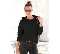 Kapuzenpullover LASCANA Gr. 44/46, schwarz Damen Pullover Grobstrickpullover aus weichem Grobstrick Bestseller (25007028-44)