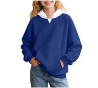 Kapuzenpullover Mädchen Dünn Pullover mit Kapuze Kinder Oversized Hoodie Langarm Baumwolle Sweatshirt mit Taschen Sport Oberteile Lässig Kapuzenpulli Langarmshirt Basic Sweatshirts Kinder 2-15 Jahre