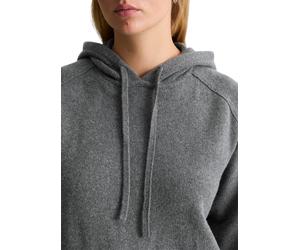 Kapuzenpullover MARC O'POLO DENIM "relaxed aus weichem Wolle-Mix", Damen, Gr. L, grau (schwarz shadow melange), Strick, Obermaterial: 50% Baumwolle, 50% Schurwolle, relaxed fit normal, Rippbündchen, P