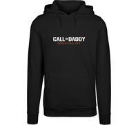 Kapuzenpullover MERCHCODE "Merchcode Herren Fathers Day - Call of Daddy Hoody", Herren, Gr. S, schwarz, 65% Baumwolle, 35% Polyester, mehrfarbig, normal, ohne Ausschnitt, Pullover Kapuzenpullover (515