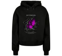Merchcode Butterflies Organic Oversized Kapuzenpullover L Black