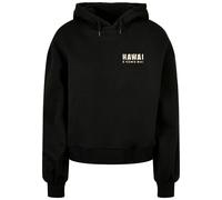 Kapuzenpullover MERCHCODE "Merchcode Ladies Hawai Oversized Hoody", Damen, Gr. XS, schwarz, 100% Baumwolle, mehrfarbig, oversize, ohne Ausschnitt, Pullover Kapuzenpullover (58583467-XS) schwarz