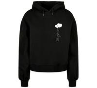 Kapuzenpullover MERCHCODE "Merchcode Ladies Love In The Air Organic Oversized Hoody", Damen, Gr. XL, schwarz, 100% Baumwolle, mehrfarbig, oversize, ohne Ausschnitt, Pullover Kapuzenpullover (76622529-