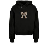 Kapuzenpullover MERCHCODE "Merchcode Ladies Ribbon Oversized Hoody", Damen, Gr. S, schwarz, 100% Baumwolle, mehrfarbig, oversize, ohne Ausschnitt, Pullover Kapuzenpullover (75598822-S) schwarz