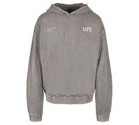 Kapuzenpullover MERCHCODE "Merchcode Life Acid Washed Oversized Hoodie", Herren, Gr. XL, asphalt, 100% Baumwolle, mehrfarbig, oversize, ohne Ausschnitt, Pullover Kapuzenpullover (81060269-XL) asphalt