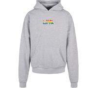 Kapuzensweatshirt MERCHCODE "Merchcode Love TeddyOversized Hoody", Herren, Gr. XL, grau, 100% Baumwolle, bedruckt, Sweatshirts (60657152-XL) grau