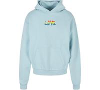 Kapuzenpullover MERCHCODE "Merchcode Love TeddyOversized Hoody", Herren, Gr. XXL, blau (oceanblau), 100% Baumwolle, mehrfarbig, oversize, ohne Ausschnitt, Pullover Kapuzenpullover (27255347-XXL) ocean