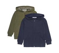 Kapuzenpullover MINYMO "Kapuzensweatjacke MISweat", Jungen, Gr. 98, grün (schwarz olive), Grobstrick, Obermaterial: 100% Baumwolle CO., regular fit, Sweatjacken Kapuzenpullover (48720424-98) schwarz o