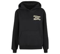 Kapuzenpullover MISS TEE "Miss Tee Dreams Over Reality Ladies Fluffy Hoody", Damen, Gr. 5XL, schwarz, 70% Baumwolle, 30% Polyester, mehrfarbig, loose fit, ohne Ausschnitt, Pullover Kapuzenpullover (54