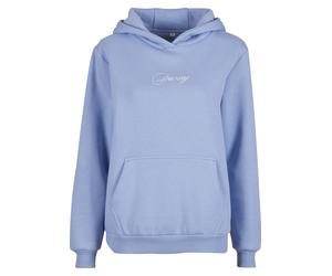 Kapuzenpullover MISS TEE "Miss Tee Dreamy Wording Ladies Fluffy Hoody", Damen, Gr. 4XL, blau (powderblau), 70% Baumwolle, 30% Polyester, mehrfarbig, loose fit, ohne Ausschnitt, Pullover Kapuzenpullove