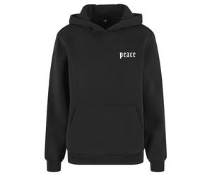 Kapuzenpullover MISS TEE "Miss Tee Girls Peace Hand Ladies Fluffy Hoody", Damen, Gr. M, schwarz, 70% Baumwolle, 30% Polyester, mehrfarbig, loose fit, ohne Ausschnitt, Pullover Kapuzenpullover (7263865