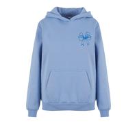 Kapuzenpullover MISS TEE "Miss Tee Good Vibes Bow Ladies Fluffy Hoody", Damen, Gr. XS, powderblau, 70% Baumwolle, 30% Polyester, mehrfarbig, loose fit, ohne Ausschnitt, Pullover Kapuzenpullover (35321