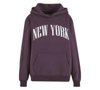 Kapuzenpullover MISS TEE "Miss Tee New York Ladies Fluffy Hoody", Damen, Gr. 4XL, plumlila, 70% Baumwolle, 30% Polyester, mehrfarbig, loose fit, ohne Ausschnitt, Pullover Kapuzenpullover (74787416-4XL