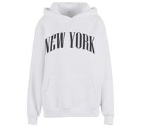 Kapuzenpullover MISS TEE "Miss Tee New York Ladies Fluffy Hoody", Damen, Gr. M, weiß, 70% Baumwolle, 30% Polyester, mehrfarbig, loose fit, ohne Ausschnitt, Pullover Kapuzenpullover (74248149-M) weiß