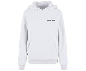 Kapuzenpullover MISS TEE "Miss Tee Take It Easy Flowers Ladies Fluffy Hoody", Damen, Gr. M, weiß, 70% Baumwolle, 30% Polyester, mehrfarbig, loose fit, ohne Ausschnitt, Pullover Kapuzenpullover (468850