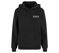Kapuzenpullover MISS TEE "Miss Tee Three In A Row Ladies Fluffy Hoody", Damen, Gr. S, schwarz, 70% Baumwolle, 30% Polyester, mehrfarbig, loose fit, ohne Ausschnitt, Pullover Kapuzenpullover (53516922-