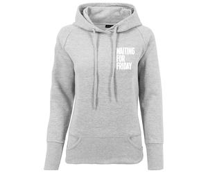 Kapuzenpullover MISTERTEE "MisterTee Damen Ladies Waiting For Friday Hoody", Damen, Gr. XL, grau, 60% Baumwolle, 40% Polyester, unifarben, normal, Pullover Kapuzenpullover (75868862-XL) grau