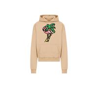 Kapuzenpullover MISTERTEE "MisterTee Flamingo Hoodie", Herren, Gr. M, beige (unionbeige), 100% Baumwolle, mehrfarbig, oversize, ohne Ausschnitt, Pullover Kapuzenpullover (75495838-M) unionbeige