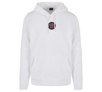 Kapuzenpullover MISTERTEE "MisterTee Herren Ballin 23 Patch Hoody", Herren, Gr. L, weiß, 50% Baumwolle, 50% Polyester, bedruckt, Pullover Kapuzenpullover (51248317-L) weiß