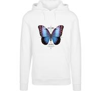 Kapuzenpullover MISTERTEE "MisterTee Herren Become The Change Butterfly Hoody", Herren, Gr. L, weiß, 65% Baumwolle, 35% Polyester, bedruckt, Pullover Kapuzenpullover (37788158-L) weiß