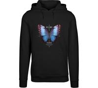 Kapuzenpullover MISTERTEE "MisterTee Herren Become The Change Butterfly Hoody", Herren, Gr. S, schwarz, 65% Baumwolle, 35% Polyester, mehrfarbig, normal, ohne Ausschnitt, Pullover Kapuzenpullover (135