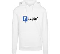 Kapuzenpullover MISTERTEE "MisterTee Herren Pushin P Hoody", Herren, Gr. M, weiß, 65% Baumwolle, 35% Polyester, mehrfarbig, normal, ohne Ausschnitt, Pullover Kapuzenpullover (42181624-M) weiß