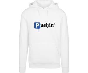 Kapuzenpullover MISTERTEE "MisterTee Herren Pushin P Hoody", Herren, Gr. M, weiß, 65% Baumwolle, 35% Polyester, mehrfarbig, normal, ohne Ausschnitt, Pullover Kapuzenpullover (42181624-M) weiß