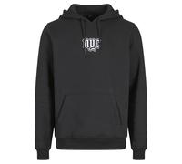 Kapuzenpullover MISTERTEE "MisterTee NYC Old English Wording Patch Hoody", Herren, Gr. M, schwarz, 65% Baumwolle, 35% Polyester, bedruckt, Pullover Kapuzenpullover (42119250-M) schwarz