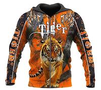 Kapuzenpullover mit 3D-Tigermotiv, für Herren, mit Reißverschluss, lässige Unisexjacke, Kapuzenpullover mit 3D-Reißverschluss, XXXXXXX-Large