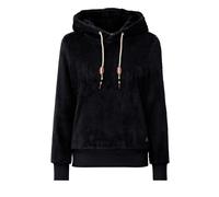 OXMO Anniken Hoodie Damen Kapuzenpullover Pullover mit Kapuze & Teddyfutter außen kurz, Größe:L, Farbe:Black (194007)