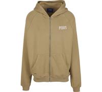 Kapuzenpullover PEQUS "PEQUS PEQUS Back Logo Zip-Hoodie", Herren, Gr. M, beige (olive grün), 100% Baumwolle, mehrfarbig, loose fit, ohne Ausschnitt, Pullover Kapuzenpullover (54362758-M) olive grün