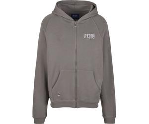 Kapuzenpullover PEQUS "PEQUS PEQUS Back Logo Zip Hoodie", Herren, Gr. M, grau, 100% Baumwolle, mehrfarbig, relaxed fit, ohne Ausschnitt, Pullover Kapuzenpullover (98244205-M) grau