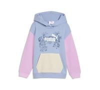 Kapuzenpullover PUMA "PUMA x DORA THE EXPLORER Relaxed Graphic Hoodie Mädchen", Mädchen, Gr. 98, bunt (chambray blau), Obermaterial: 32% Polyester, 68% Baumwolle. Kapuzenfutter: 100% Baumwolle. Rippe: