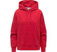 Kapuzenpullover RAGWEAR "Pirita Crepe", Damen, Gr. XXL (44), rot, Sweatware, Material: 65% Baumwolle, 27% Polyester, 6% Viskose, 2% Elasthan, lässig geschnitten hüftbedeckend, hoch geschlossener Aussc