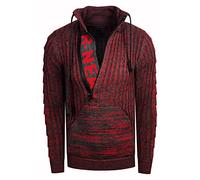 Kapuzenpullover Stehkragen Strick Rusty Neal Pullover Kapuze Zipper Kontrast Auffällig Blickfang Extravagant 360/362 / 328