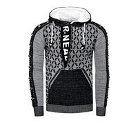 Kapuzenpullover Stehkragen Strick Rusty Neal Pullover Kapuze Zipper Kontrast Auffällig Blickfang Extravagant 360/362 / 328