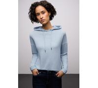 Kapuzenpullover STREET ONE, Damen, Gr. 44, frosted blau meliert, Strick, Obermaterial: 51% Polyester, 45% Viskose, 4% Elasthan, meliert, lässig geschnitten hüftbedeckend, Rundhals, Bündchen, Pullover