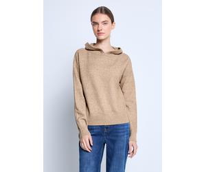 Kapuzenpullover STREET ONE STUDIO, Damen, Gr. 38, sandstone beige meliert, Stoff, 42% Polyester, 30% Baumwolle, 24% Polyacryl, 4% Elasthan, unifarben, comfort fit normal, ohne Ausschnitt, Rippbündchen