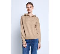 Kapuzenpullover STREET ONE STUDIO, Damen, Gr. 46, beige (sandstone beige meliert), Stoff, 42% Polyester, 30% Baumwolle, 24% Polyacryl, 4% Elasthan, unifarben, comfort fit normal, ohne Ausschnitt, Ripp