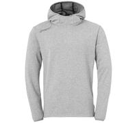 Kapuzenpullover UHLSPORT "Kapuzenpullover ESSENTIAL Kids", Mädchen, Gr. 164, grau (schwarz grau melange), Obermaterial: 62% Polyester Pol. recyc.. 38% Baumwolle CO(Bio)., Pullover Kapuzenpullover (485