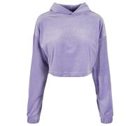 Kapuzenpullover URBAN CLASSICS "Urban Classics Damen Ladies Cropped Velvet Oversized Hoody", Damen, Gr. XXL, lavender, 93% Polyester, 7% Elasthan, unifarben, oversize, ohne Ausschnitt, Pullover Kapuze